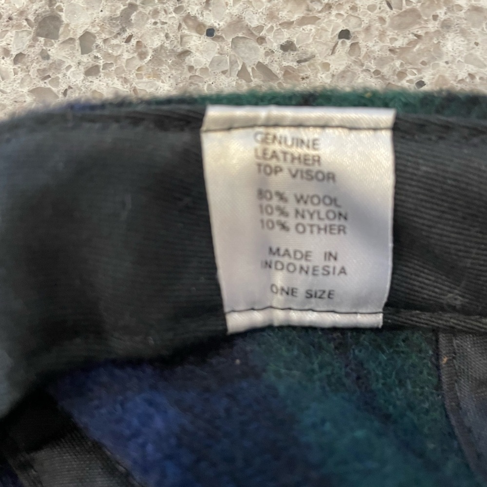 Wool Black watch plaid Adjustable Cap with leather rim. - Picture 2 of 3